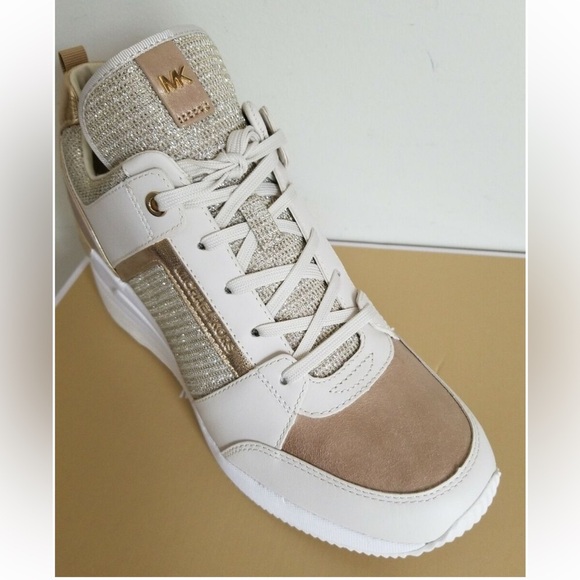 Michael Kors Georgie Gold Lurex Wedge Sneakers size 7 - Picture 5 of 13